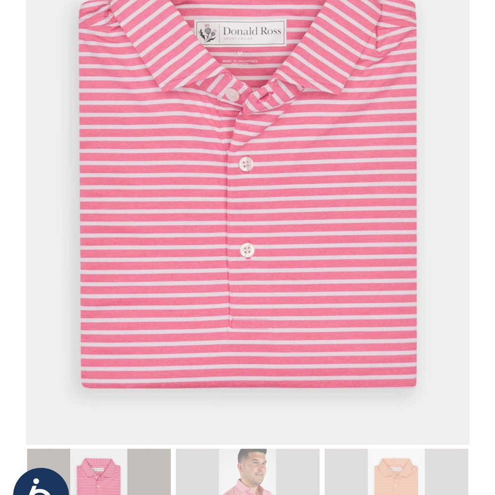 Donald Ross Pink Striped Polo Shirt for Men